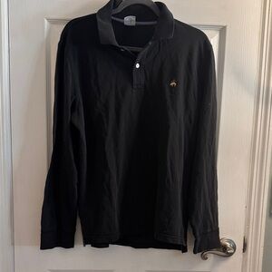 Brooks Brothers Black Long-Sleeve Polo with Contrast Collar